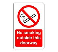 Safety First Display LTD No smoking outside doorway Sign - High tack self-adhesive sticker (400mm x 300mm) Viewing Distance within 14m.