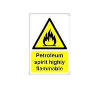 Safety First Display LTD Petroleum spirit highly flammable sign - 1.2mm Rigid plastic for indoor/outdoor usage (150mm x 100mm) Viewing Distance within 3m.
