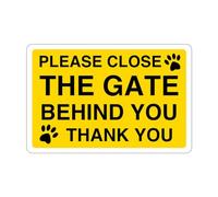 Safety First Display LTD Please close the gate dog sign - High tack self-adhesive sticker (150mm x 100mm) Viewing Distance within 3m.
