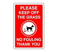 Safety First Display LTD Please keep off the grass no fouling thank you - 1.2mm Rigid plastic for indoor/outdoor usage (300mm x 200mm) Viewing Distance within 7m.