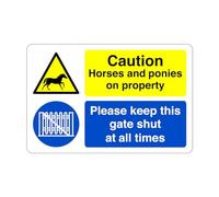Safety First Display LTD Please keep this gate shut at all times sign - High tack self-adhesive sticker (600mm x 400mm) Viewing Distance within 20m.