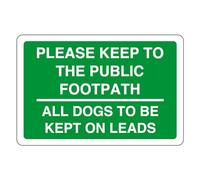 Safety First Display LTD Please keep to the footpath dogs to be kept on lead sign - High tack self-adhesive sticker (300mm x 200mm) Viewing Distance within 7m.