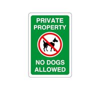 Safety First Display LTD Private property no dogs allowed - 1.2mm Rigid plastic for indoor/outdoor usage (150mm x 100mm) Viewing Distance within 3m.