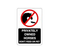 Safety First Display LTD Privately owned Horses sign - High tack self-adhesive sticker (300mm x 200mm) Viewing Distance within 7m.