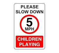 Safety First Display LTD Slow down children playing 5mph - High tack self-adhesive sticker (600mm x 400mm)