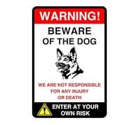 Safety First Display LTD Warning! Beware of the dog - We are not responsible for any injury or death - Dog sign - High tack self-adhesive sticker (150mm x 100mm) Viewing Distance within 3m.