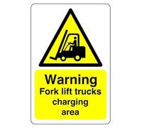 Safety First Display LTD Warning fork lift trucks charging - High tack self-adhesive sticker (150mm x 100mm) Viewing Distance within 3m.