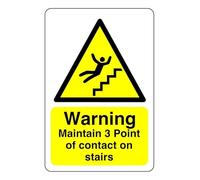 Safety First Display LTD Warning maintain 3 point of contact on stairs sign - High tack self-adhesive sticker (400mm x 300mm) Viewing Distance within 14m.