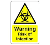 Safety First Display LTD Warning Risk of Infection sign - 1.2mm Rigid plastic for indoor/outdoor usage (200mm x 150mm) Viewing Distance within 5m.