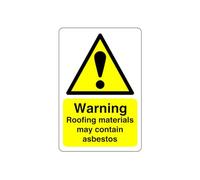 Safety First Display LTD Warning roofing may contain asbestos sign - 1.2mm Rigid plastic for indoor/outdoor usage (300mm x 200mm) Viewing Distance within 7m.