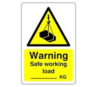 Safety First Display LTD Warning safe working load kg sign - High tack self-adhesive sticker (150mm x 100mm) Viewing Distance within 3m.