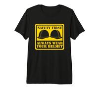 Safety First Hard Hat Construction Helmet Caution Premium T-Shirt
