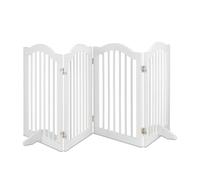 Relaxdays Safety Gate, Retractable Fence with Wide Feet, for Children & Pets, Free-Standing Barrier, HW: 92 x 154, White, Fibreboard