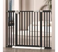 Safety Gate Doors and Stairs Gate,Extra Wide Baby Gate,Automatically Closes Pressure Fit Metal Gate,Extendable Safety Gate,for House,Stairs,Doorways,Black (125-132cm/49.2-52in)