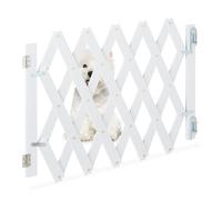 Relaxdays Dog Barrier Extendable up to 108.5 cm, 47.5-60 cm High, Bamboo, Dog Safety Gate for Stairs and Doors, White