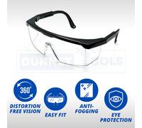 Dunnet Tools Clear Safety Glasses & Over Eyewear | Anti-Fog, Scratch-Resistant, UV Shield | Lightweight, Comfortable Fit for DIY, Lab, Construction, Cycling, Healthcare | For Men & Women
