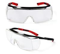 Safety Glasses Over Eyeglasses with Anti Scratch, Clear Safety Glasses for Work, Anti-Fog & Anti-Scratch Wrap-Around Protective Fit Over Your Eyewear for Worktop Lab Construction Cycling Shooting