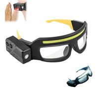 Safety Glasses with Lights,Smart Safety Glasses - Rechargeable Clip-on Led Headlamp with Motion Sensor & Dual Light Sources (350-500 Lumens, 5 Modes, Ipx4 Waterproof) (Yellow)