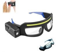 Safety Glasses with Lights,Smart Safety Glasses - Rechargeable Clip-on Led Headlamp with Motion Sensor & Dual Light Sources (350-500 Lumens, 5 Modes, Ipx4 Waterproof) (Blue)