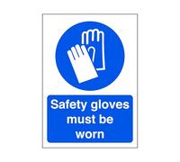 Safety gloves must be worn - safety sign - 1.2mm Rigid plastic for indoor/outdoor usage (200mm x 150mm) Viewing Distance within 5m.