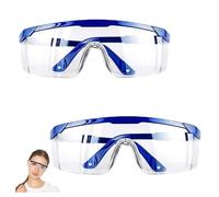Safety Goggles,2 PCS Wrap Around Safty Glasses Anti-Fog Protective Goggles Clear Goggles Adjustable Protective Glasses Blue Frames Eye Goggles for Kids Adult Outdoor Activities
