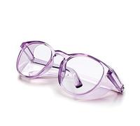 Safety Goggles Anti-Fog Tactical glasses with Side Shields Clear Safety glasses with Anti-Scratch UV400 protection Lens Goggles Inside Eyeglasses (Transparent frame&Clear lens)(Purple)