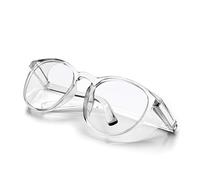 Safety Goggles Anti-Fog Tactical glasses with Side Shields Clear Safety glasses with Anti-Scratch UV400 protection Lens Goggles Inside Eyeglasses (Transparent frame&Clear lens)(White)