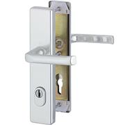 Safety Handle Set LONDON-auf Sign PZ88, Door Thickness 62-72, with Core Pull Protection, Silver, RC3