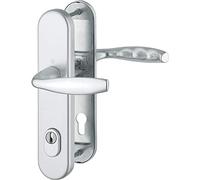 Safety Handle Set New York on Sign PZ88/2, Door Thickness 67-72, with Core Pull Protection, Silver
