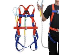 Safety Harness - 5 Point Full Coverage Harness with Adjustable Shoulder Straps, Flexible Lanyard and Rope for Roofing, Arboriculture, Climbing, Hunting, Construction and Safety