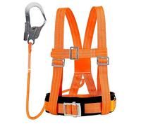 Safety Harness Kits with Lanyard, Full Body Safety Fall Arrest Protection Harness, Adjustable Waist Belt with Thickened Belly Support, Load-Bearing 100KG,for Aerial Work,Climbing,Men (Big Buckle 1.6m)