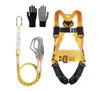 Safety Harness Kits with Lanyard, Full Body Safety Fall Arrest Protection Harness Comes with 2 Big Buckles and 2 2m Lanyards, Load-Bearing 100KG, for Aerial Work, Men, Approved EN361, EN354 and EN355