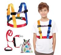 Safety Harness Leash for Older Children (6-12 yrs), Big Kids Walking Harness with Quick Grab Handle, Adjustable Tether for Autism, Special Needs, ADHD ASD Child Colorful Strap with Autism Awareness