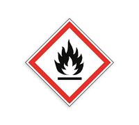 Safety & Hazard Sign - Harmful Substances - GHS COSHH Symbol [Flammable] (75mm x 75mm Diamond)