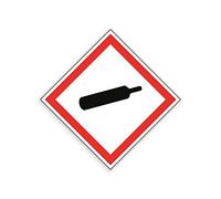 Safety & Hazard Signs - Harmful Substances Signs - GHS COSHH Symbol Signs [Compressed Gas] (75mm x 75mm Diamond)