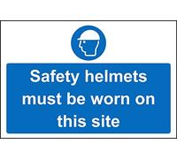 Safety Helmets Must be Worn on This site Safety Sign - 1.2mm Rigid Plastic 400mm x 300mm