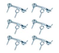 Safety Hook and Eye Latch, 6PCS Stainless Steel Spring Hook and Eye Safety Latch 2-inch Wire Gate Hooks and Eyes Locks for Family Farm Gate, Bathroom Doors, Barn Doors