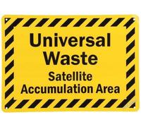 Safety, Legend Universal Waste - Satellite Accumulation Area, Black on Yellow Metal Tin Sign Yard Workplace Outdoor & Indoor Signs 8"x12"