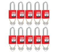 Safety Lockout Padlock, 10 Padlocks with 20 Keys Different, Outdoor/Gym/Electrical Safety Padlock Weatherproof Steel Shackle, Loto Tag Tagout Red Lock