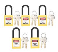 Safety Lockout Padlock Yellow Padlock Lockout Padlock 5 Sets Lockout Lock Nylon Pa Safety Padlock with Warning Label, Strong Insulating Beam, for Factories, Construction Sites Indoor Outdoor