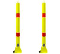 Safety Metal Bollard Post - 31.5" Parking and Driveway Barrier with Reflective Tape and Hanging Ring, for Construction and Traffic-Sensitive Areas(Yellow-2pcs)