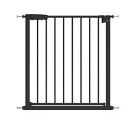 Safety Metal Gate, Baby Stair Gate Pressure Fit, 75-82cm Adjustable Width, Auto-Closing Baby Safety Gate, One-Hand Release, No-Screw Installation (No Drilling), Double Lock System, Black