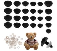Safety Nose Kit for Crochet Plush Toys - 25PCS Plastic Flocked Noses with Washers - 5 Sizes for Amigurumi, DIY Craft Animals, Stuffed Bears and Dolls - Durable Soft Finish for Handmade Proj