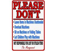 Safety Notice - Danger Warning Metal Sign - Laundromat Rules & Liability Wall Decor for Laundry Room, Home, or Business - 16x12 Inch Aluminum