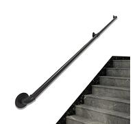Safety Outdoor Grab Rail, Black Stairs Staircase Handrail Banister Rail Support Kit, Indoor Steps Bar Lead Direct to Stairwell - 30~600 cm (Size : 13ft/3.9m)