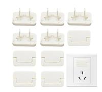 Safety Outlet Plug Covers - 10 Piece Set | Invisible Pull Ring Socket Protectors, Reliable Kid Proofing Guards for Electrical Outlets, Easy Install Reusable Caps For And White