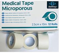 Safety+ Pack of 6-12 MICROPORE Surgical Tape First Aid Medical Tape Microporous Tape Strong, Breathable, Comfortable, Multipurpose Tape White Easy Tea (12 Rolls of 2.5cm x 10m)