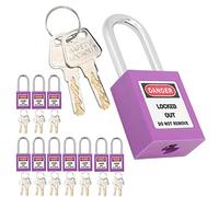 Safety Padlocks Set, 38mm Insulation Security Lockout Tagout Lock Kit, Nylon Steel, Purple, 10 Sets with 20 Keys, for Chemical Industry Engineering