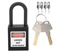 Safety Padlocks Set, 5 Set 38mm Security Lockout Nylon Lock Out Tag Out Padlocks Set Insulation Safety Door Lock Both Sides Lable with 10 Keys for Industrial Sites (Black)