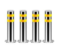 Safety Parking Bollard, Round Removable Traffic Delineator Post, Warning Column with Reflective Strips, Metal Traffic Warning Pile for Driveways and Sidewalks